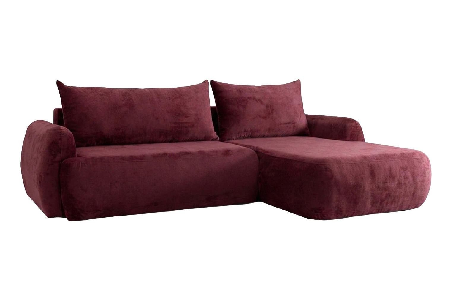 ECKSOFA Mit Schlaffunktion Und Bettkasten, Chenille-Stoff Perfecto, Rotwein, Rechts, HELA II - Weinrot, Holz (280/184cm) - Kaiser Möbel