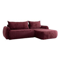 ECKSOFA Mit Schlaffunktion Und Bettkasten, Chenille-Stoff Perfecto, Rotwein, Rechts, HELA II - Weinrot, Holz (280/184cm) - Kaiser Möbel