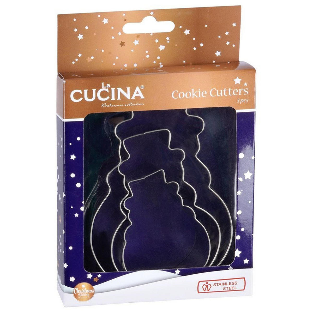 AUSSTECHFORM-SET Schneemann 3-teilig Silber - Silberfarben, Metall (8.5/2.5/13cm) - La Cucina