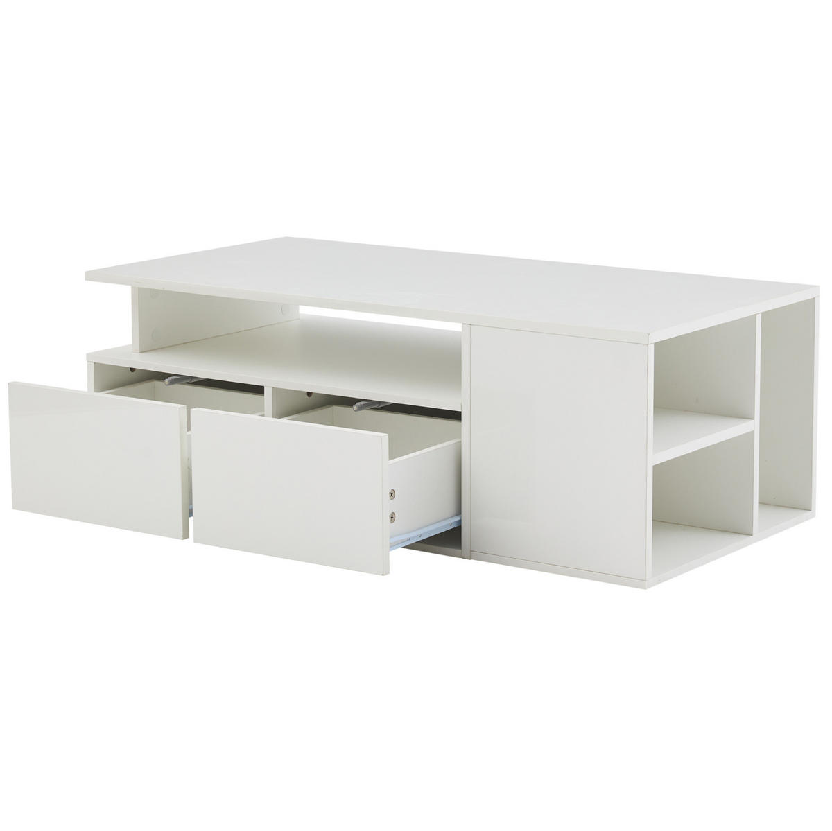 COUCHTISCH mit LED 100 x 50 x 35 cm Hochglanz Weiß - Weiß, Holzwerkstoff (100/50/35cm) - Meubliv