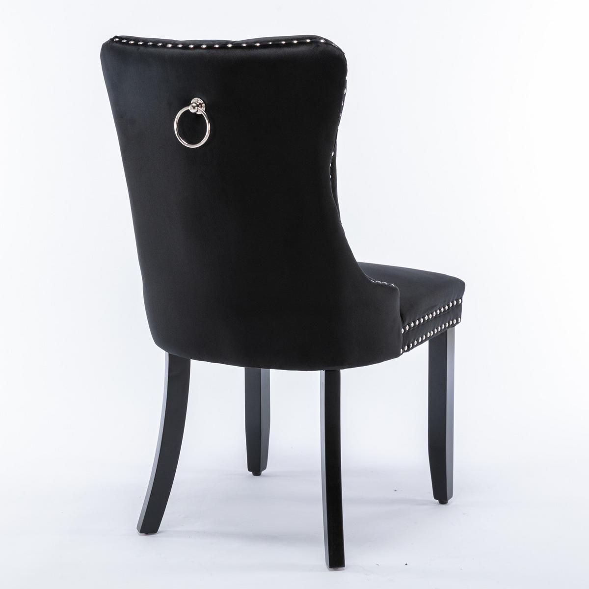 ESSZIMMERSTUHL 2er-Set aus Samt mit Nagelkopfbesatz, Schwarz - Schwarz, Textil (65/95/50cm)