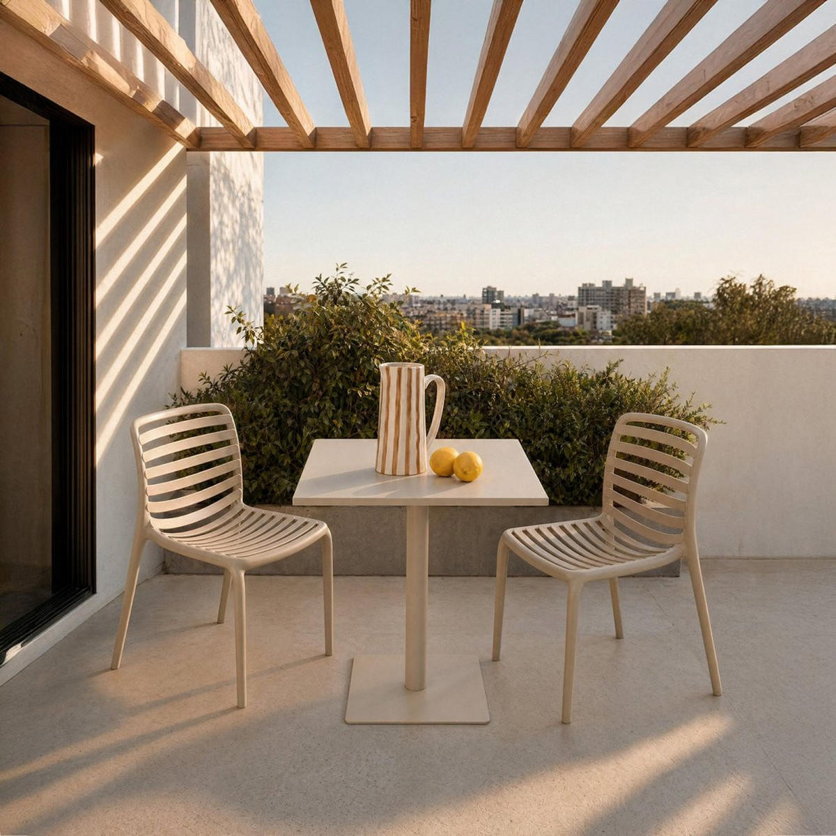 GARTENSTUHL Eros Beige 45 cm x 81 cm 4er-Set - Beige, Kunststoff (45/81/55cm) - Klast Home