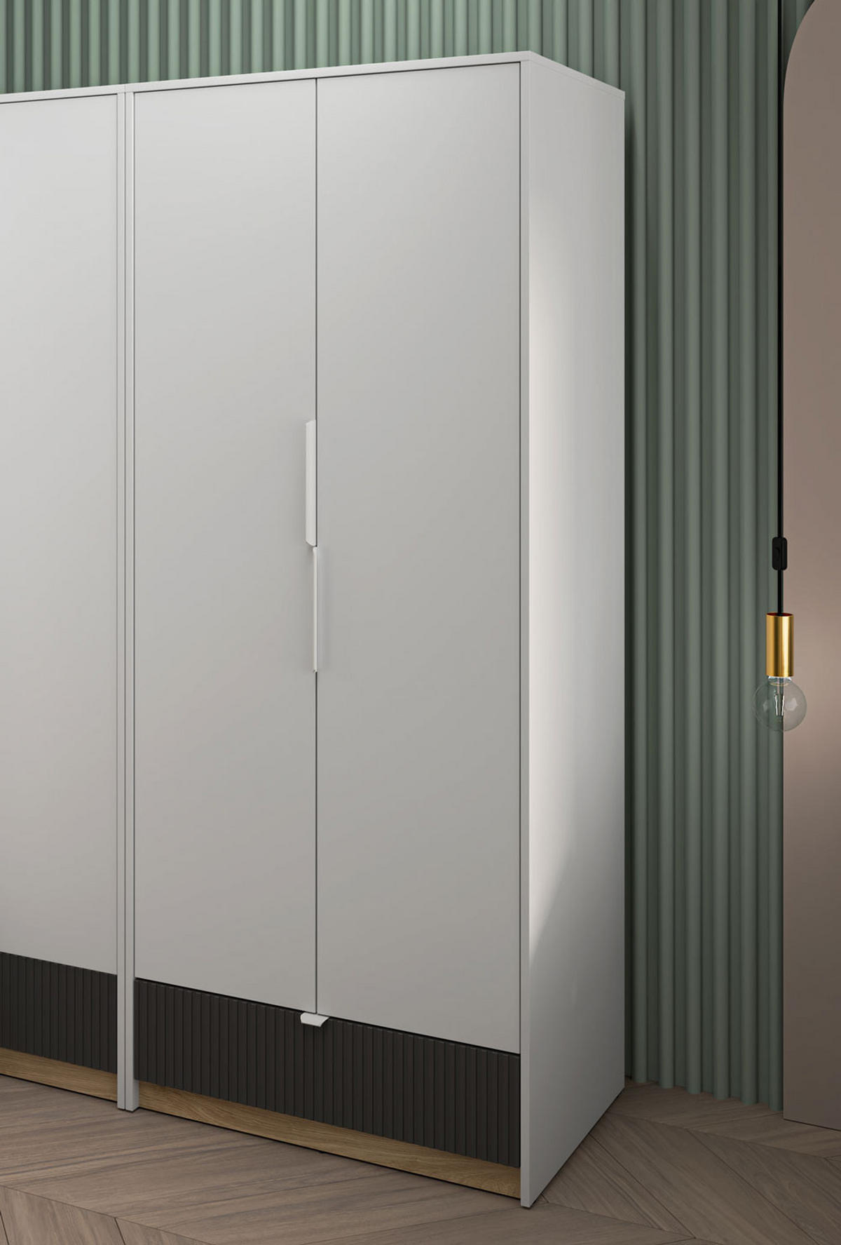 KLEIDERSCHRANK Torino Weiß / Eiche Castello / Graphit 82 / 53 / 196cm - Weiß, Holz/Holzwerkstoff (82/196/53cm) - Feldmann-Wohnen