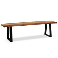 ESSZIMMERBANK Massivholz Metall Baumkante ohne Lehne, Akazie 120x40x46 cm - Schwarz/Braun, Holz/Metall (120/46/40cm) - KADIMA DESIGN