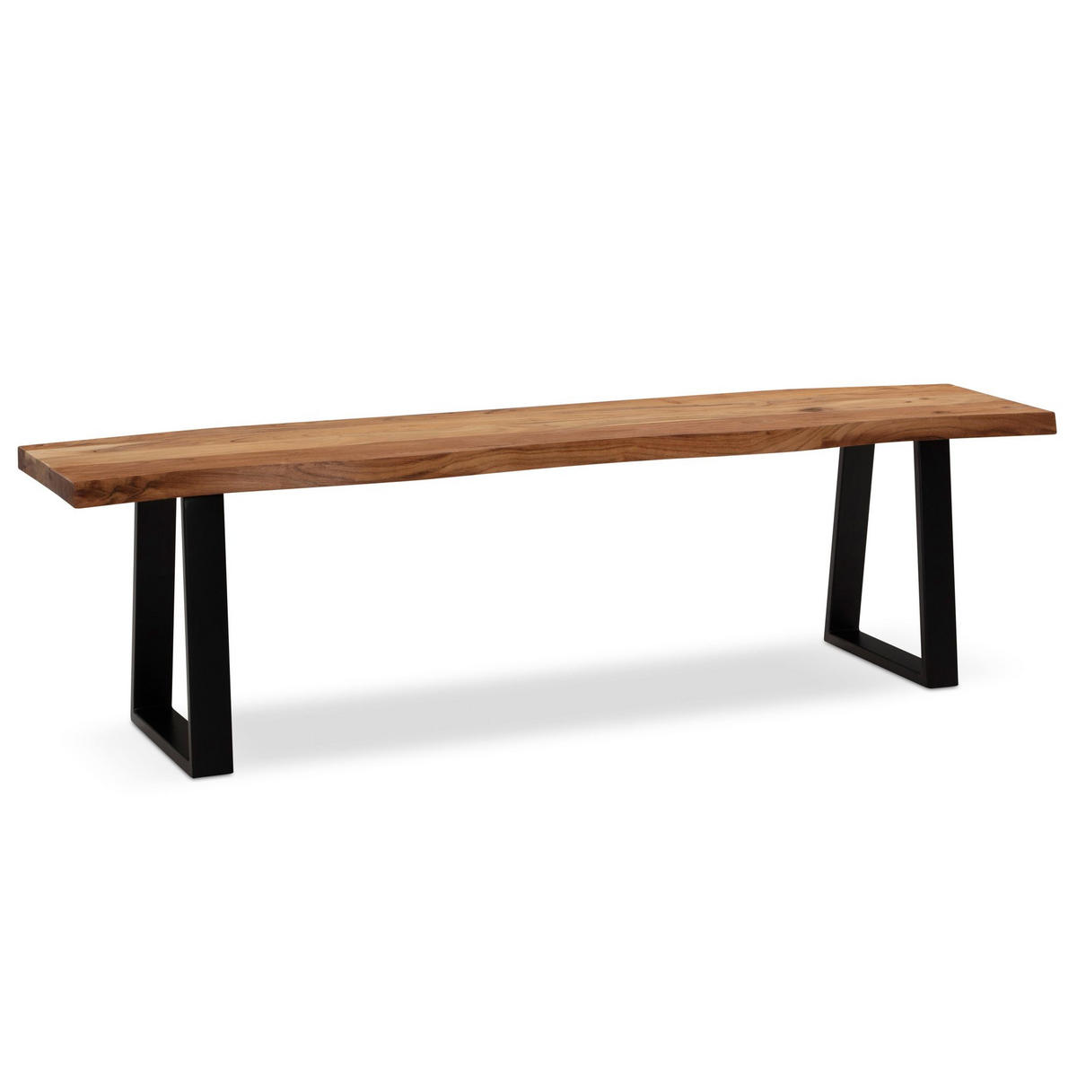 ESSZIMMERBANK Massivholz Metall Baumkante ohne Lehne, Akazie 120x40x46 cm - Schwarz/Braun, Holz/Metall (120/46/40cm) - KADIMA DESIGN