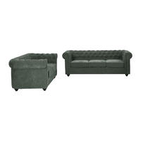 COUCHGARNITUR - 5 Personen - Stoff - Grün CHESTERFIELD - Grün, Textil (165/72/88cm) - Vente-Unique