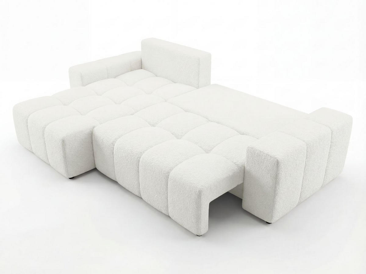 ECKSOFA Bresso Bouclé-Stoff Creme - Creme, Holz/Textil (255/168cm) - Graingold
