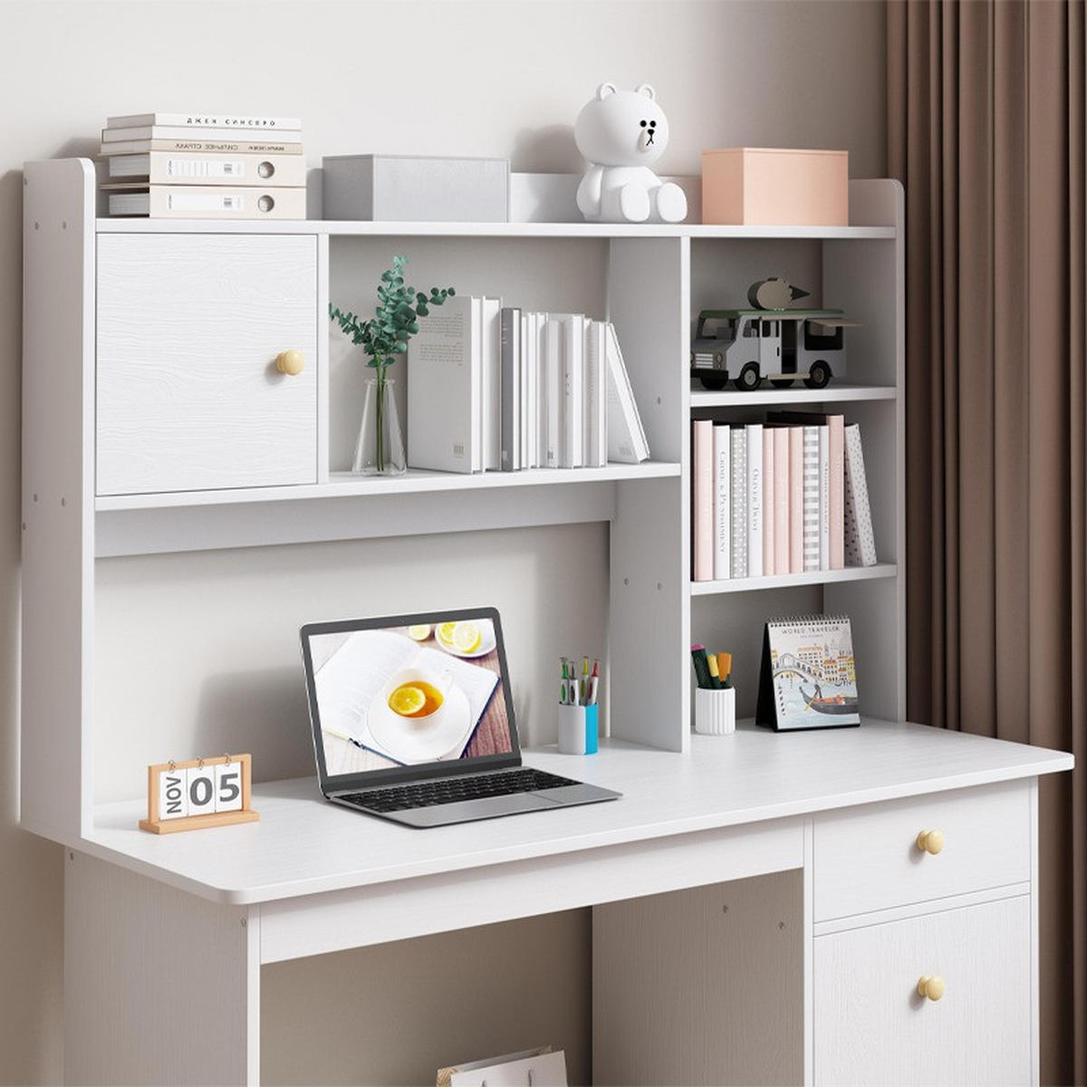 SCHREIBTISCH, weiß 120x45x146cm - Weiß, Holzwerkstoff (45/120/146cm)