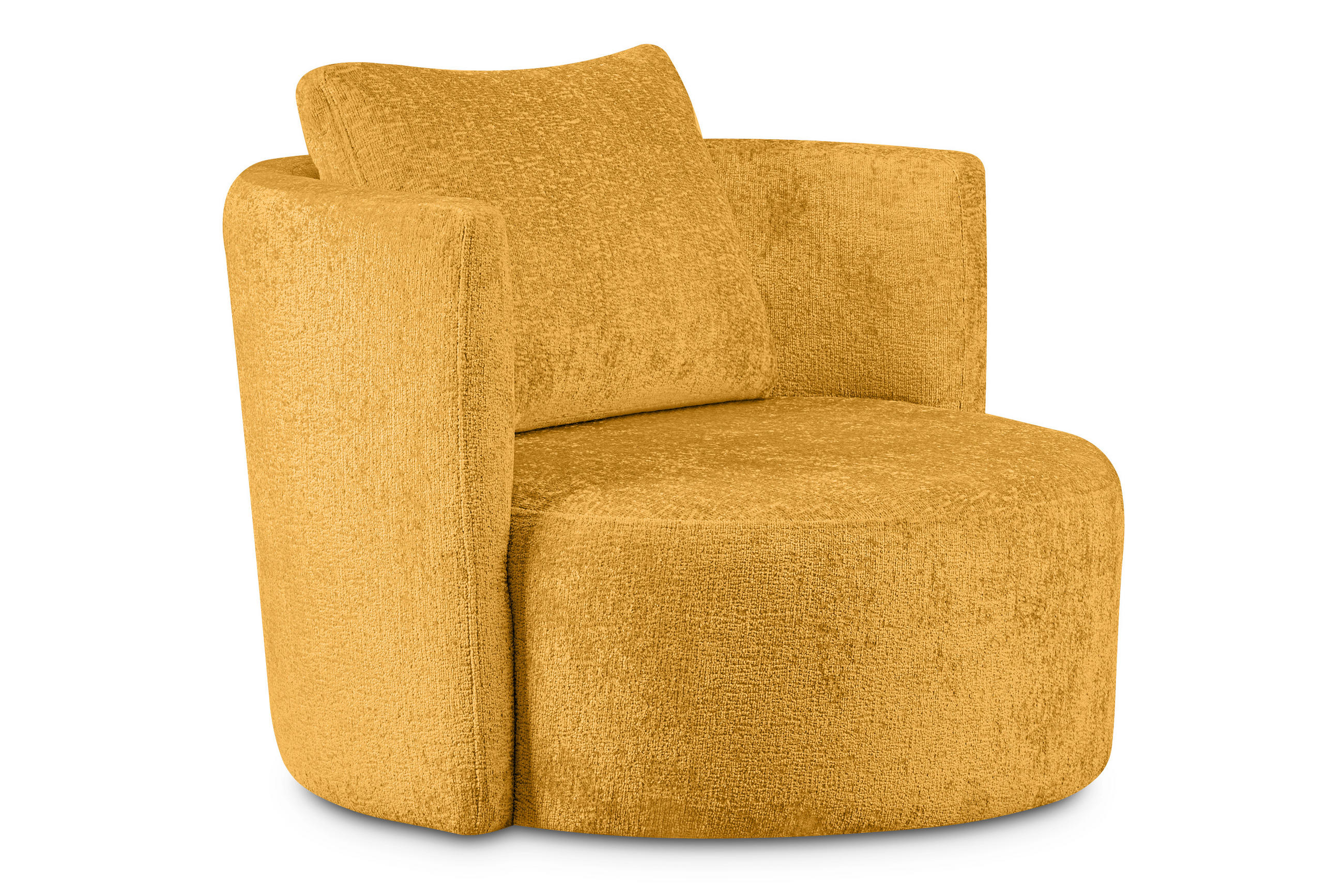 DREHSESSEL RAGGI 360° Drehfunktion mit inklusive dekorativem Kissen, Senfgelb - Hellgelb, Textil (92/75/94cm) - KONSIMO®