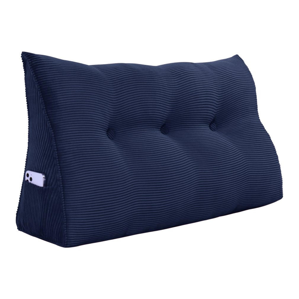 RÜCKENKISSEN für Bett Kord Dunkelblau 100 cm - Dunkelblau, Textil (50/100cm) - Vercart