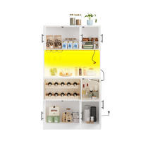 BUFFETSCHRANK 100/40/180 cm aus MDF mit RGB-LED, Steckdose, Weinregal und Riffelglastüren, Weiß - Weiß, Holzwerkstoff (100/180/40cm) - Redom