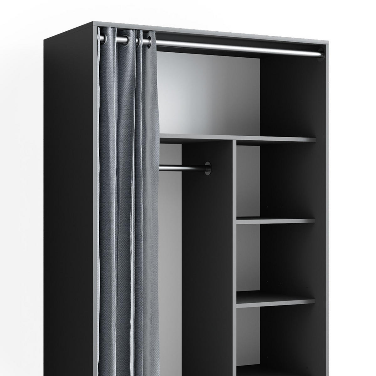 KLEIDERSCHRANK Doros Grau 100 x 168 cm mit Rollen - Grau, Holzwerkstoff (100/168/50cm) - Vicco