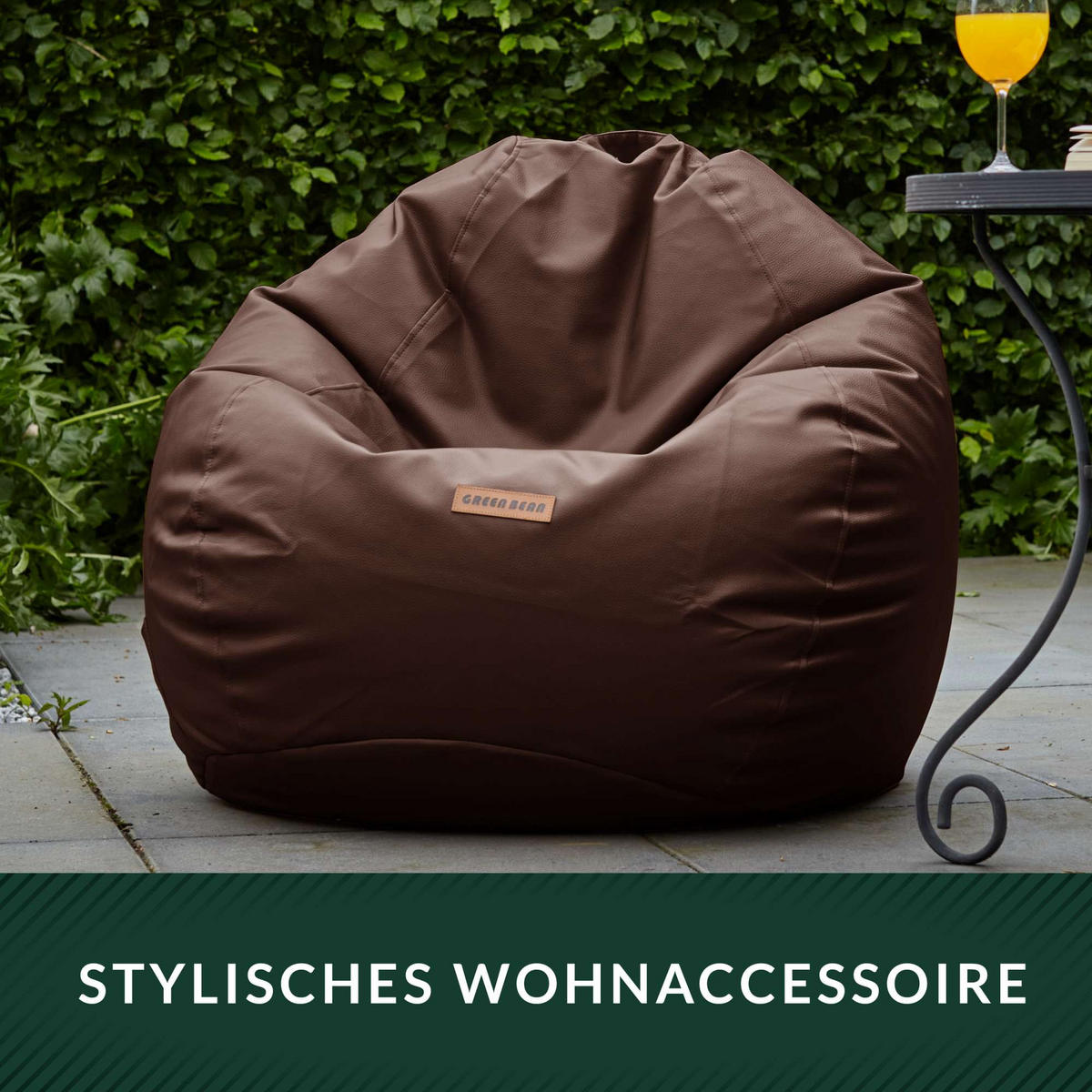 INDOOR SITZSACK Scoop Kunstleder - Dunkelbraun, Textil (90/70/70cm) - Green Bean