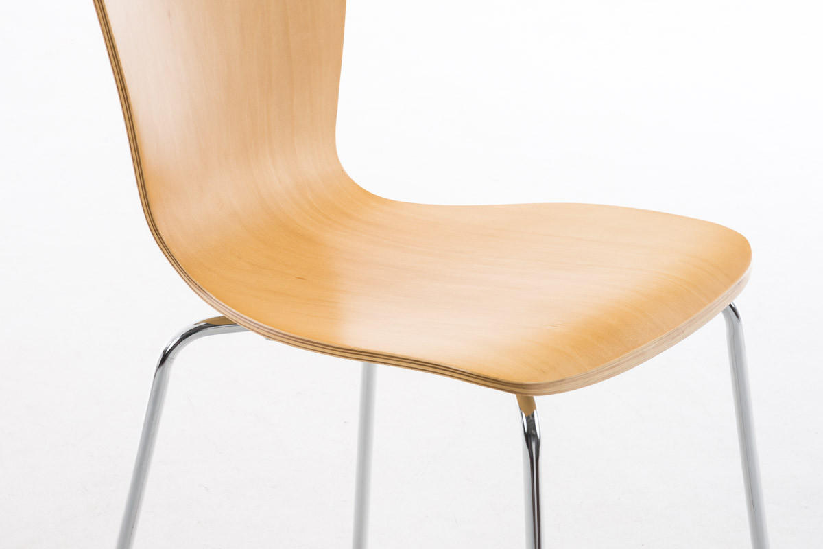 BESUCHERSTUHL Jaron mit Holzsitz und Metallgestell, Farbe: Natura - Chromfarben/Naturfarben, Holz/Metall (43/84/50cm) - TPFLiving