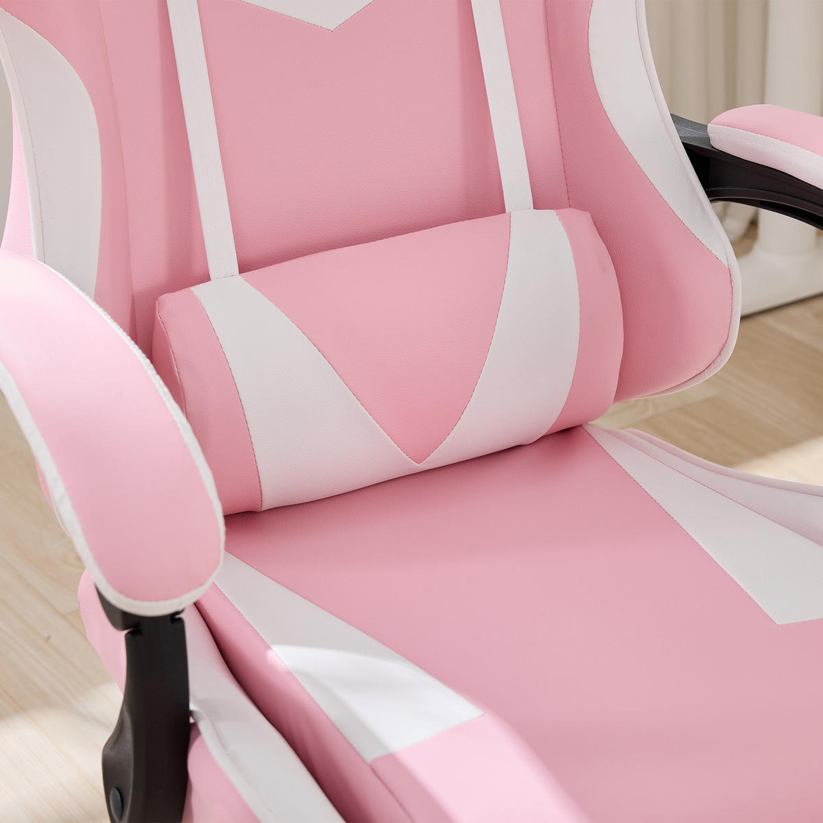 DREHSTUHL B64 / T58 / H116.5-126 cm,, ergonomisch gepolstert, drehbar mit Fußstütze, Weiß und Rosa - Pink, Kunststoff (58/116.5/64.5cm) - Redom