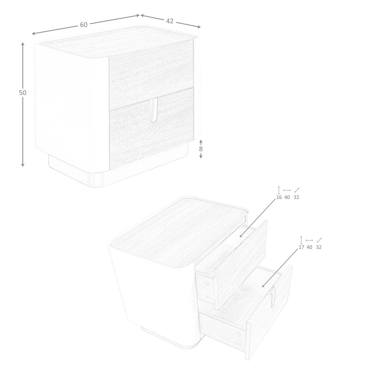 NACHTSCHRANK Nachttisch Nussbaum, beige, goldener polierter Stahl und Nussbaumplatte 60/42/50 cm - Beige, Holz/Metall (60/50/42cm) - ANGEL CERDA