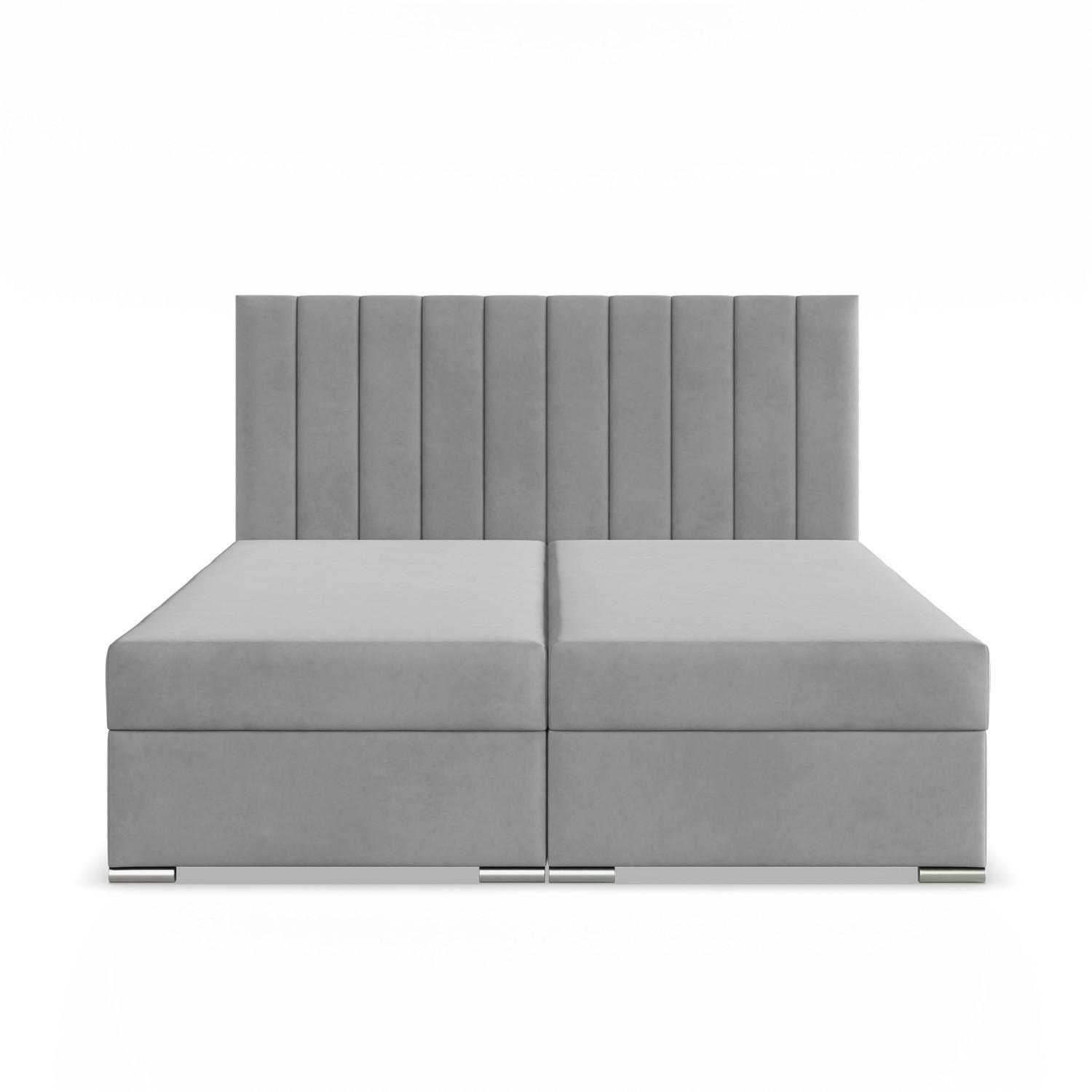 BOXBETT MIT KOPFTEIL 140x200 AGEN, Grau - Grau, Textil (140/200cm) - Mebligo