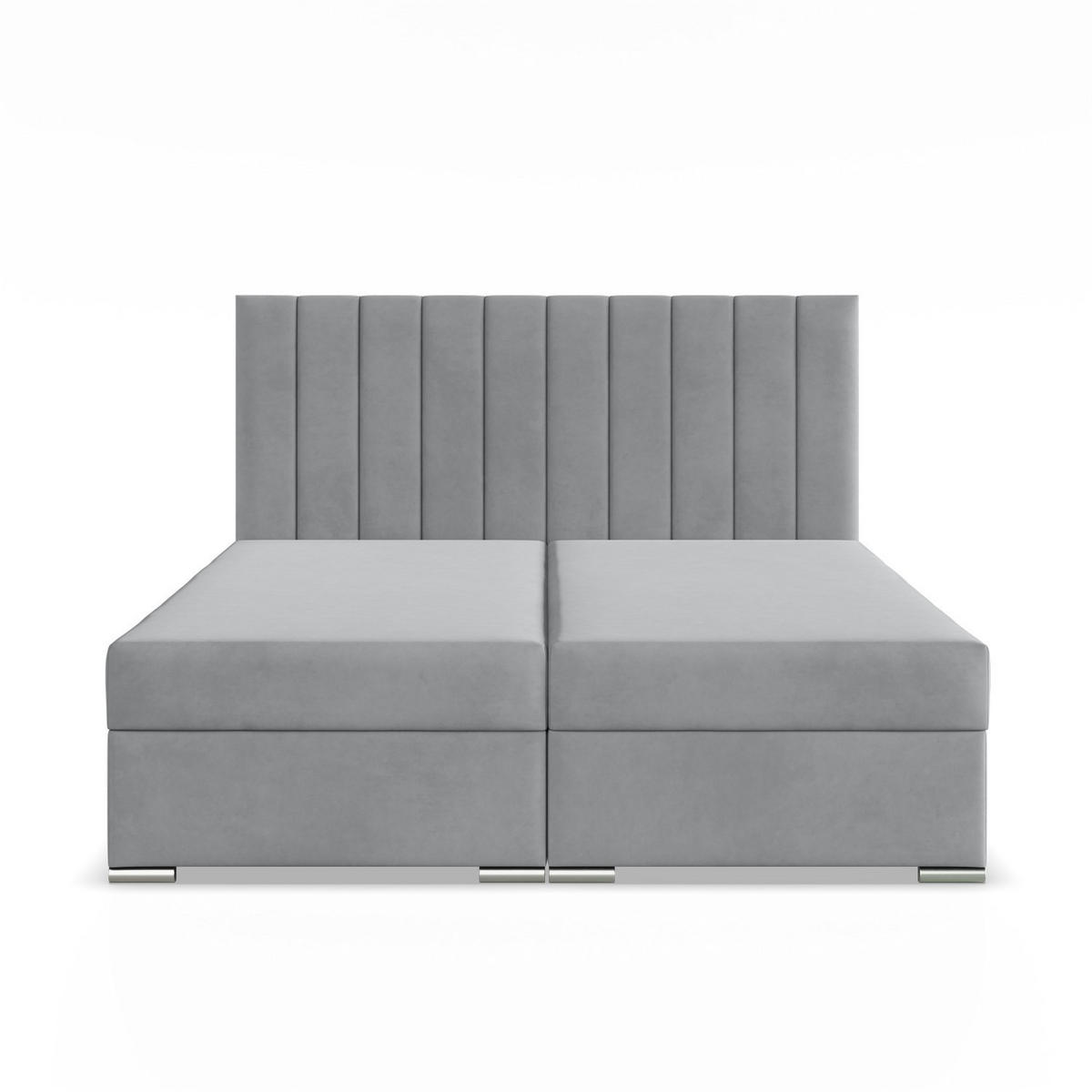 BOXBETT MIT KOPFTEIL 160x200 AGEN, Grau - Grau, Textil (160/200cm) - Mebligo