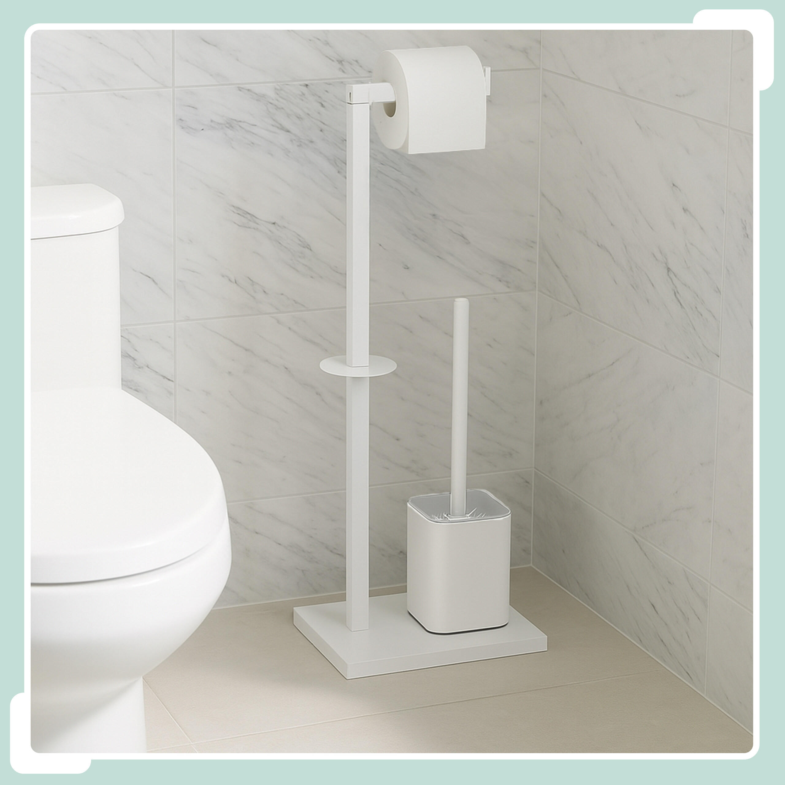 WC-GARNITUR - Weiß, Kunststoff/Metall (20/67.5/15.5cm) - Relaxdays