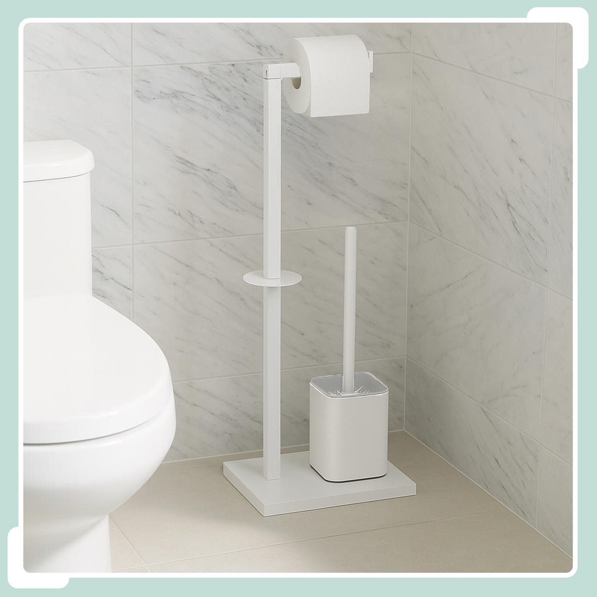 WC-GARNITUR - Weiß, Kunststoff/Metall (20/67.5/15.5cm) - Relaxdays