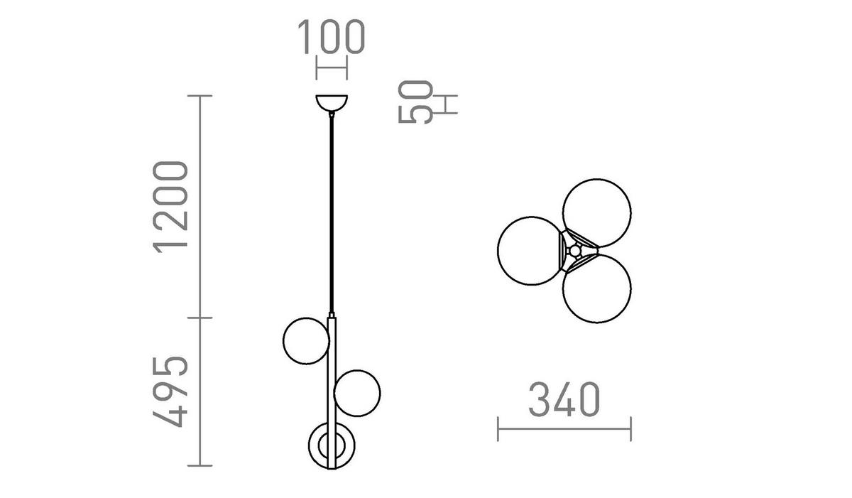 PENDELLEUCHTE ETHERIA Schwarz 33 W - Schwarz, Metall (30/30/120cm) - Rendl