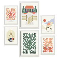 POSTER Set Mit 6 Minimalistischen In Leuchtenden Farben Strandhaus Drucke Von Landschaften Und Natur Für Innenarchitektur A3 & A4 Weißer Rahmen - Weiß, Papier (29/3cm) - Nacnic