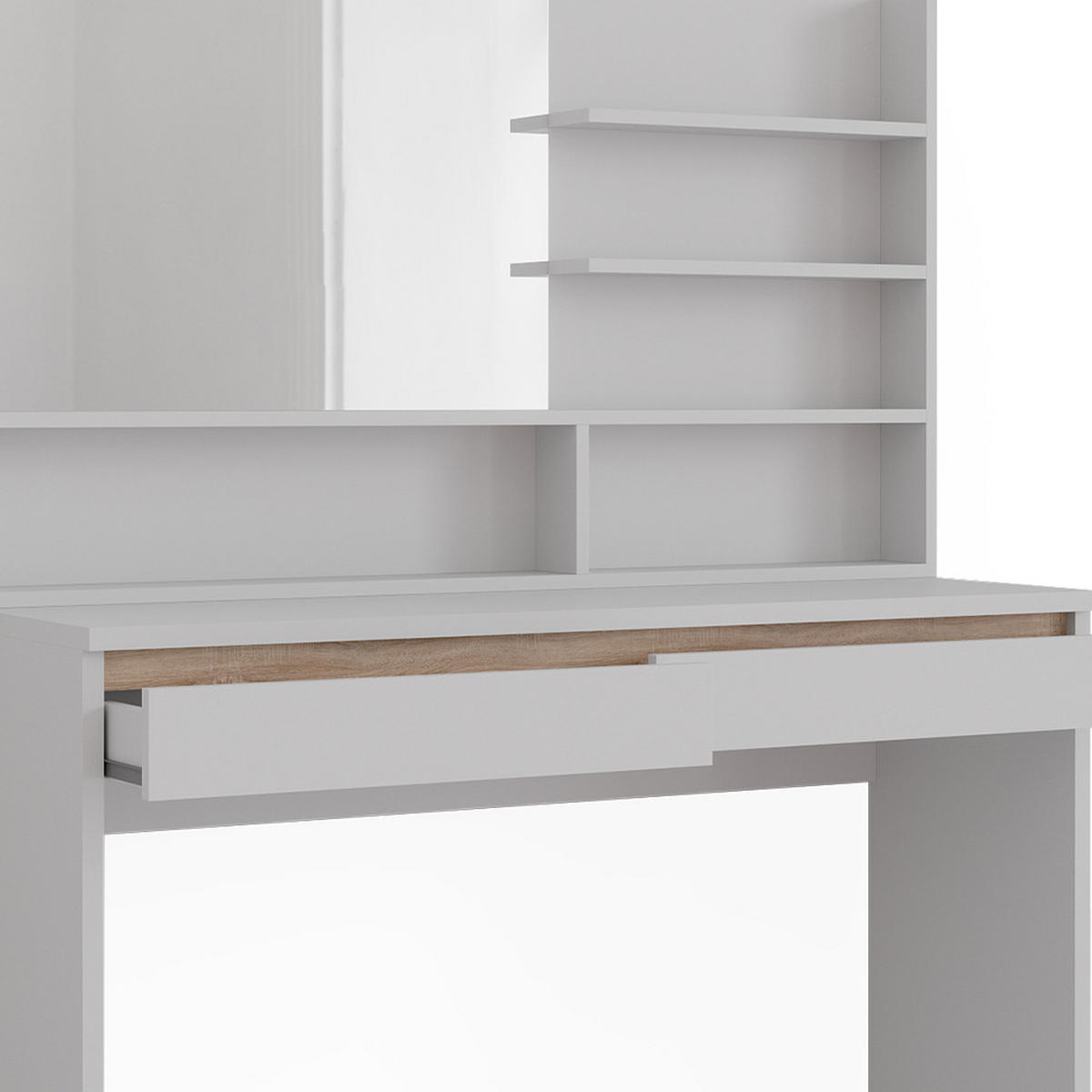 SCHMINKTISCH Emma Weiß 120 cm mit Spiegelregal - Weiß, Holzwerkstoff (120/83/41.8cm) - Vicco