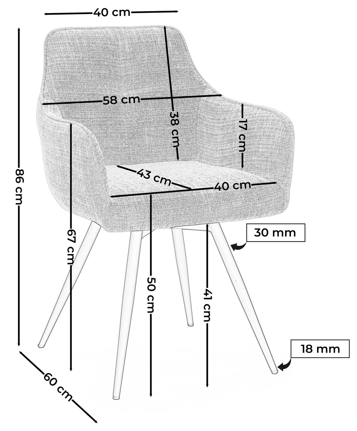 STUHL QUATTRO drehbar gepolsterter mit Steppung - hellbeige - Chenille - Ecru/Beige, Textil/Metall (58/86/60cm) - NEW HOME