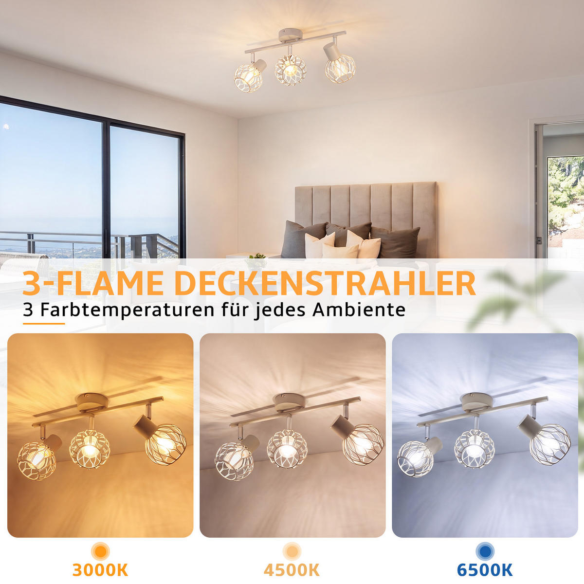 DECKENSTRAHLER Jyxvin 41/10/18 cm - Grau, Metall (41/10/18cm) - ZMH