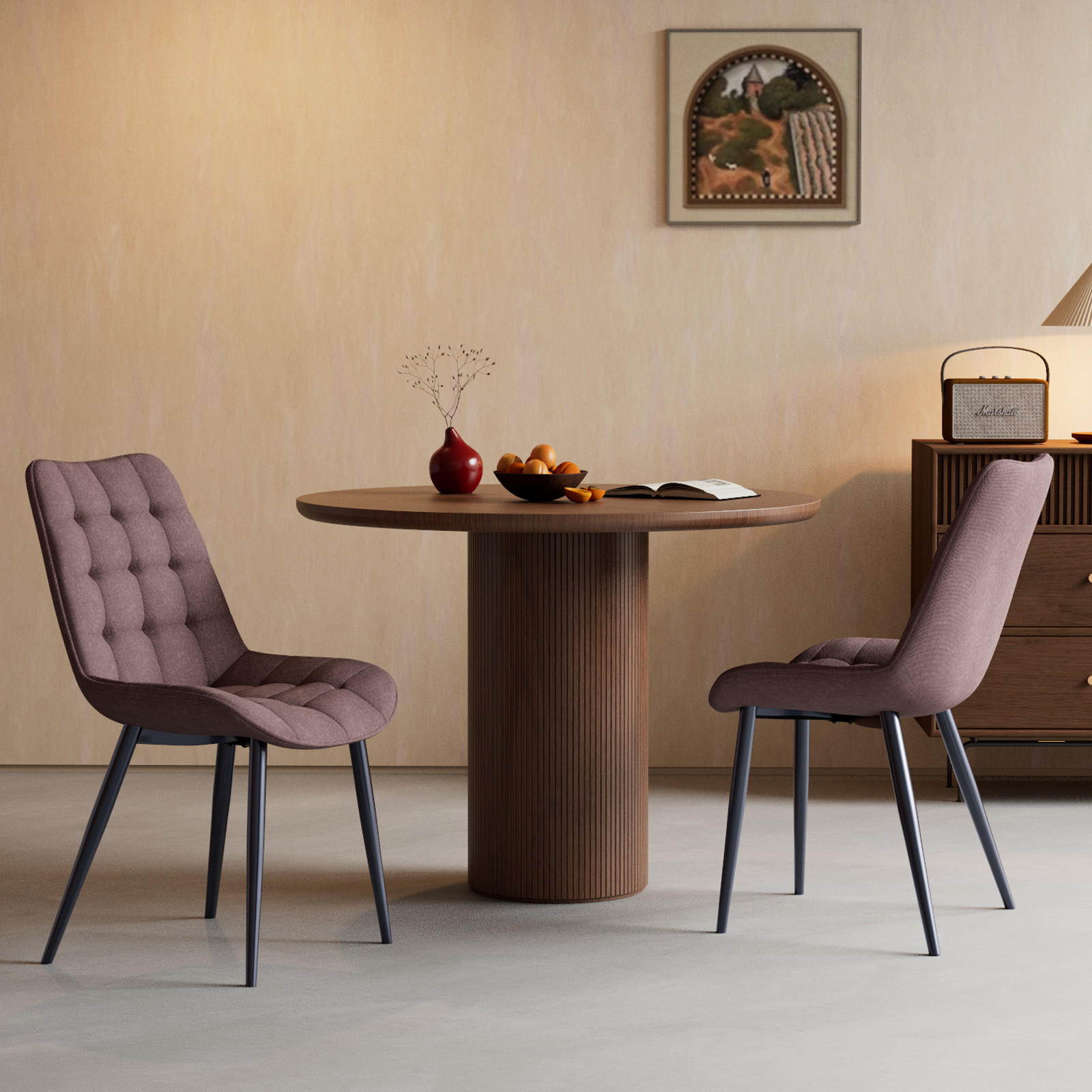 STUHL-SET 2 Stück aus Stoff in Modernem Stil-YZ2 - Braun, Textil (53/88/62.5cm) - HOMAVO