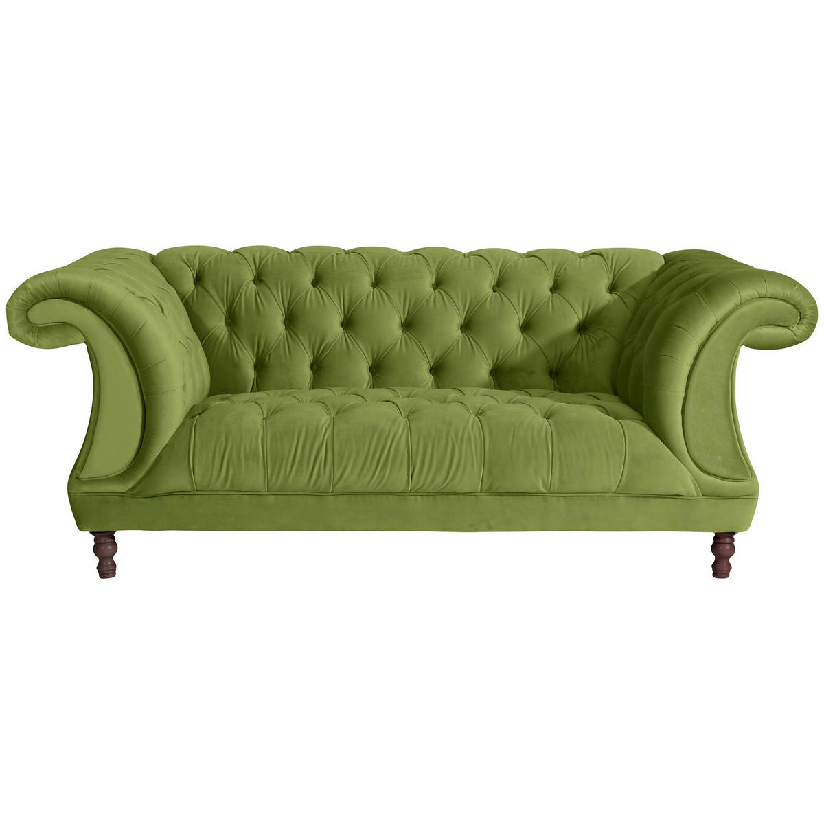 CHESTERFIELD Sofa 2-Sitzer Kaylin Samtvelours oliv - Olivgrün, Kunststoff (200/80/100cm) - 58aufmkessel