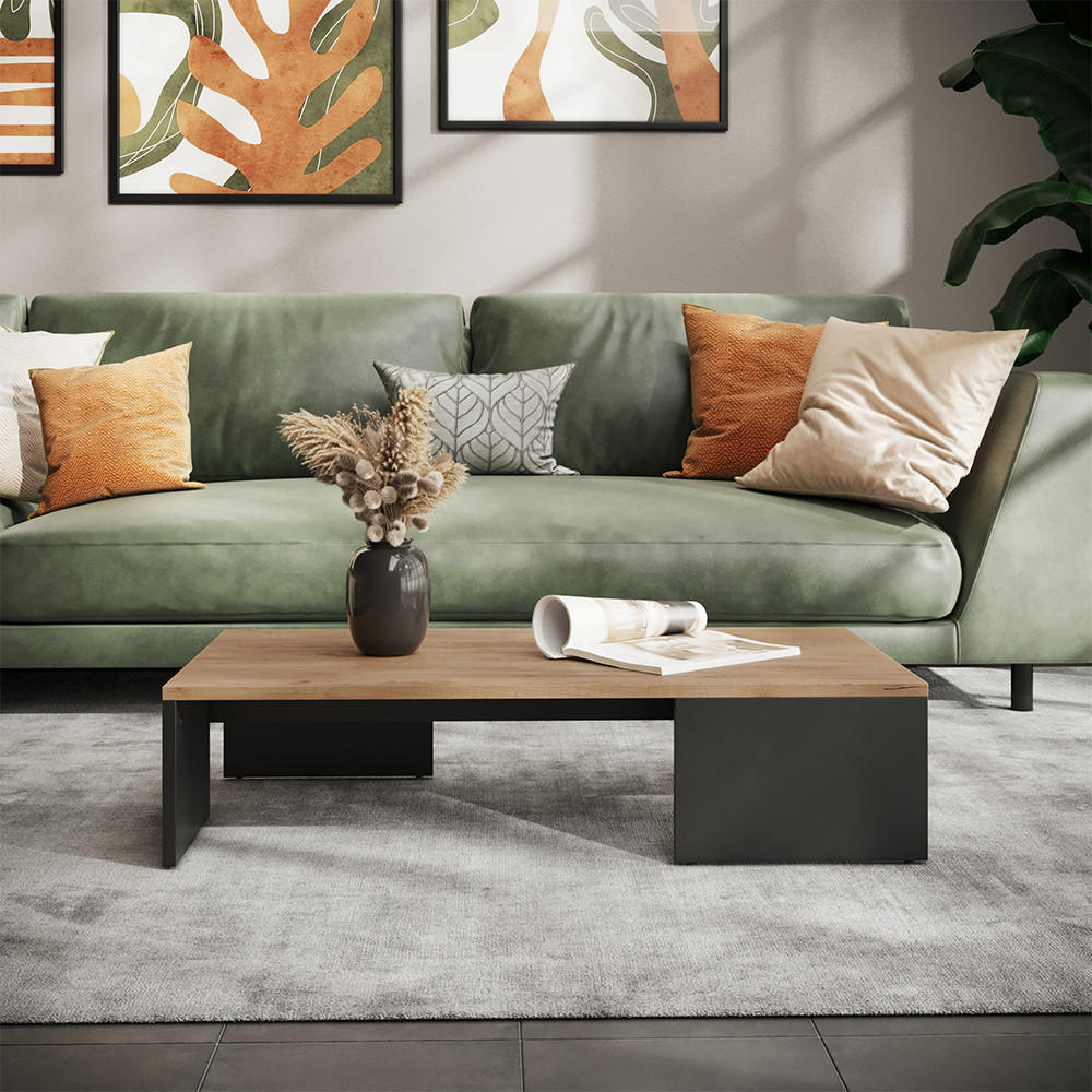 COUCHTISCH Hardi Anthrazit/Goldkraft Eiche 90 x 21.4 cm - Honigeiche/Anthrazit, Holzwerkstoff (50/90/21.4cm) - Vicco