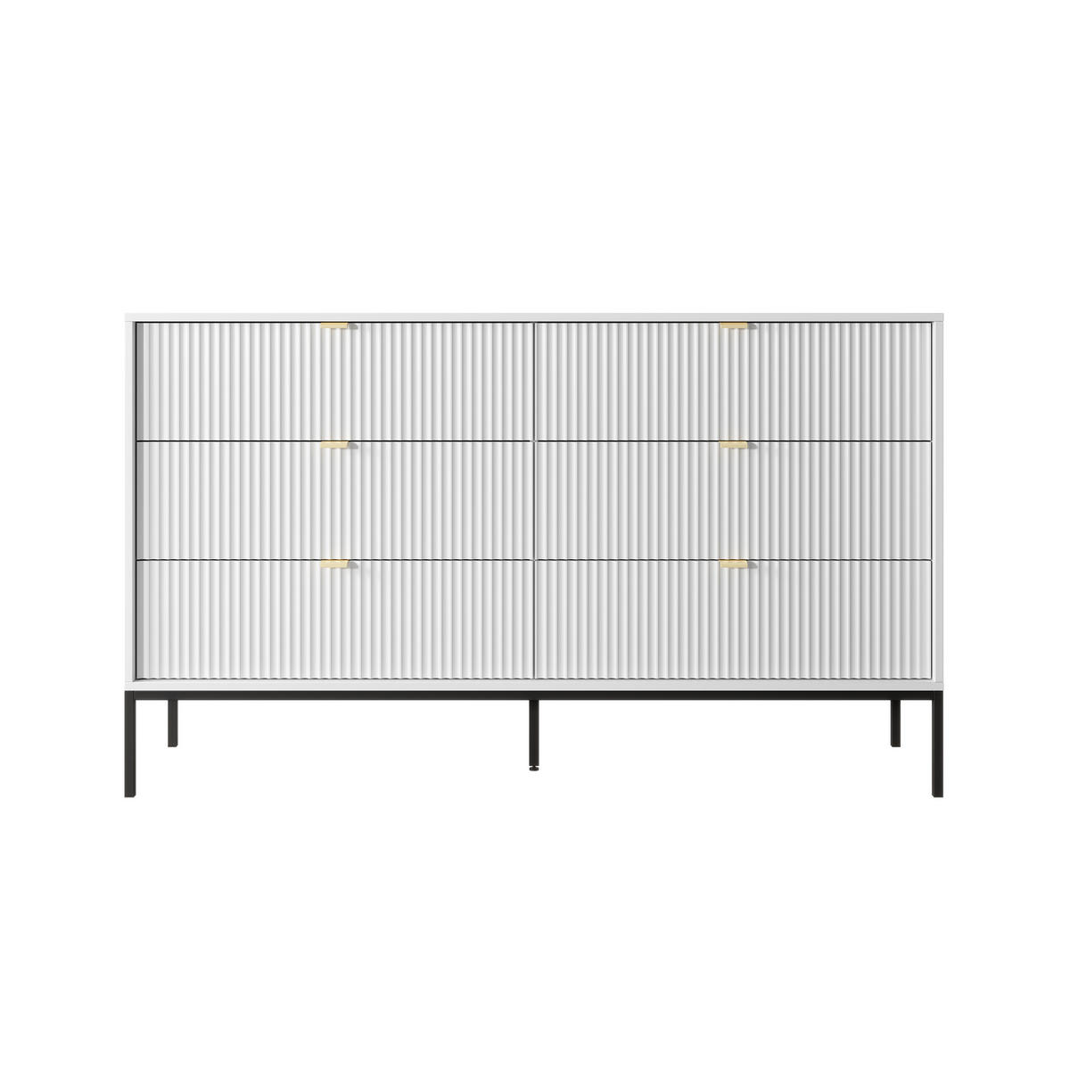 SIDEBOARD STELLARE 154/91/39 cm mit 6 Schubladen Weiß - Weiß, Holzwerkstoff (154/91/39cm) - MASSENO