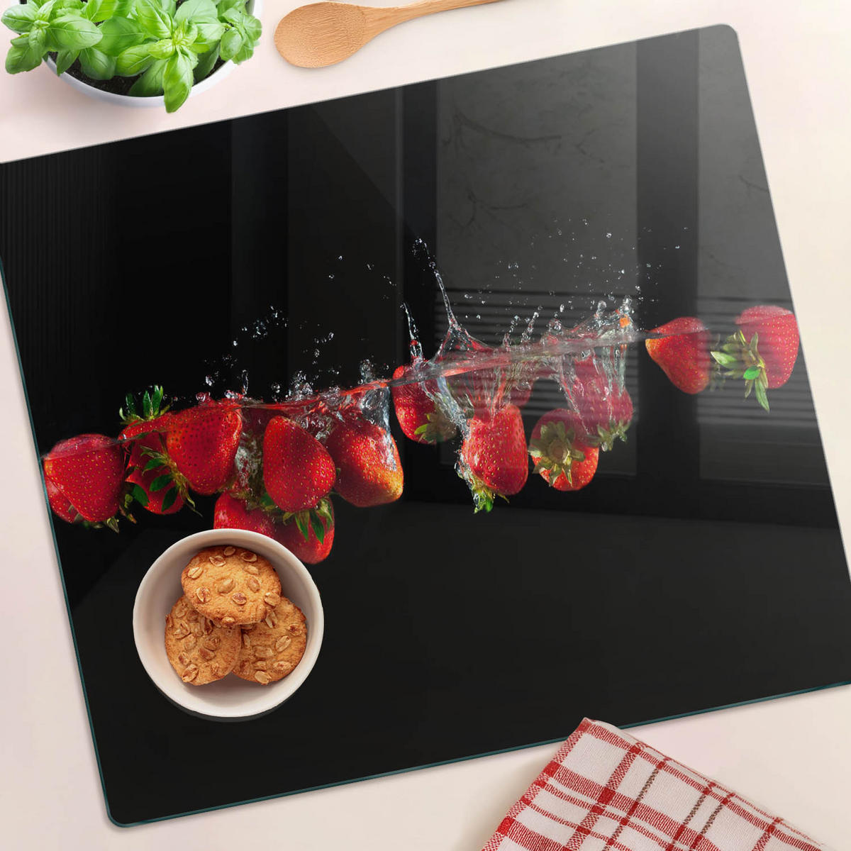GLASPLATTE 60x52 cm Erdbeerwasser - Rot, Glas (60/0.4/52cm) - TULUP