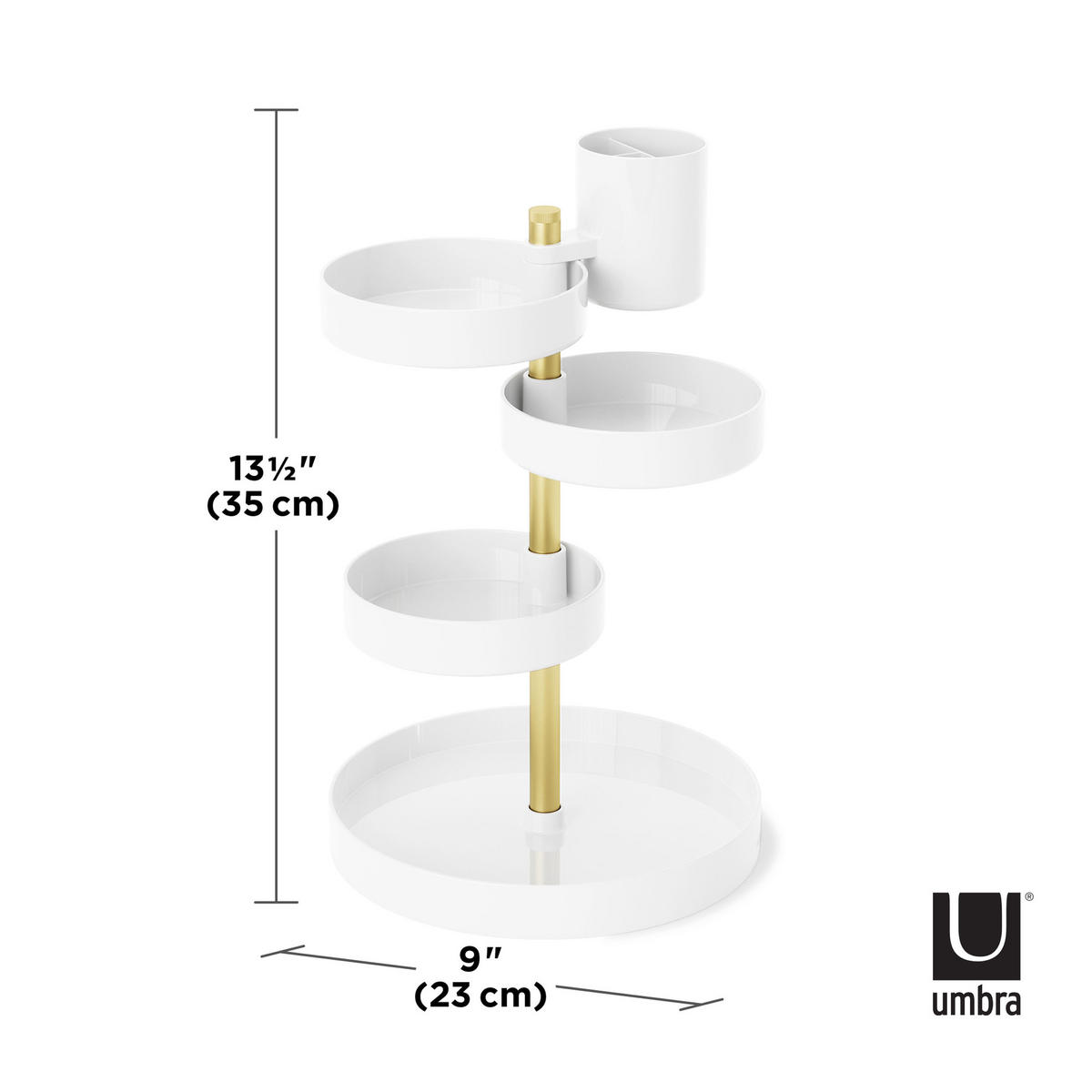 KOSMETIK-ORGANIZER Pirouette, Messing - Weiß, Kunststoff (23/35/23cm) - Umbra
