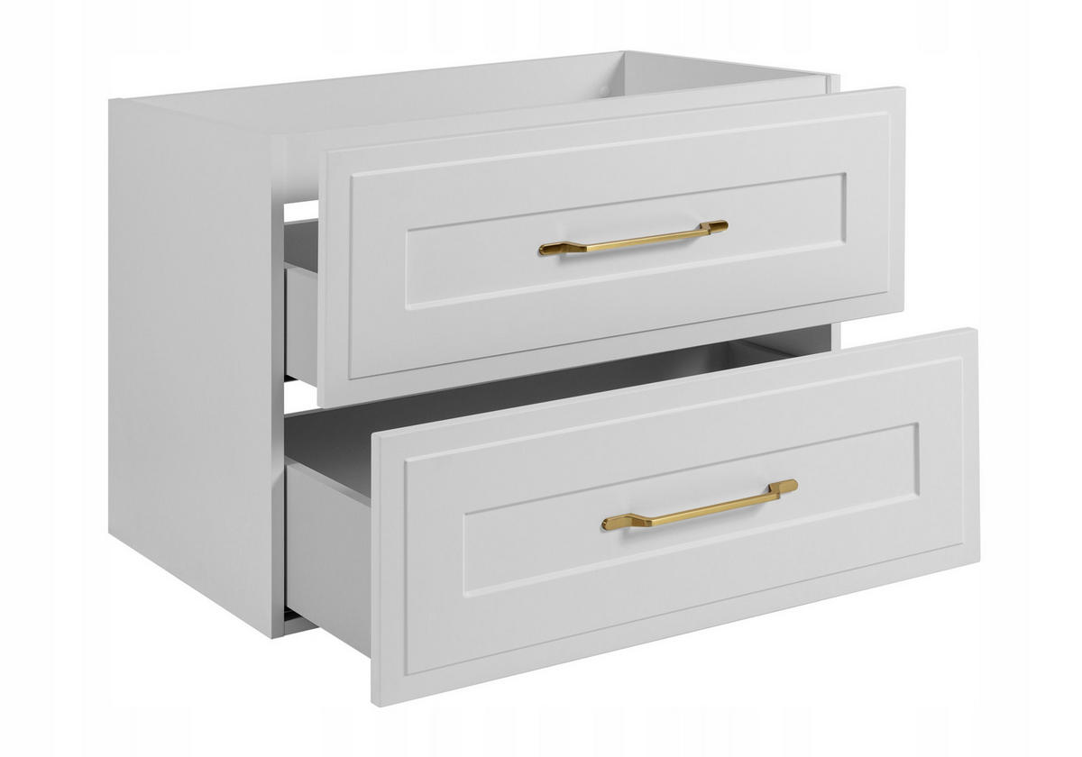 WASCHBECKUNTERSCHRANK CLASSIC 100 cm mit Arbeitsplatte Farbe: Eichen Craft mit einer Mattweißen Platte - Eichefarben/Weiß, Holzwerkstoff (100/58/46cm) - Rodan