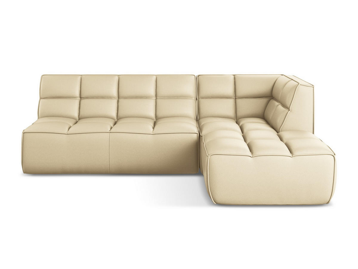 ECKSOFA Beidseitig Kunstleder Beige - Beige/Schwarz, Leder/Kunststoff (258/178cm) - Makamii