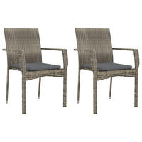 GARTENSTÜHLE mit Kissen 2 Stk. Poly Rattan Grau - Grau, Holz (59/88/53.5cm) - furnicato