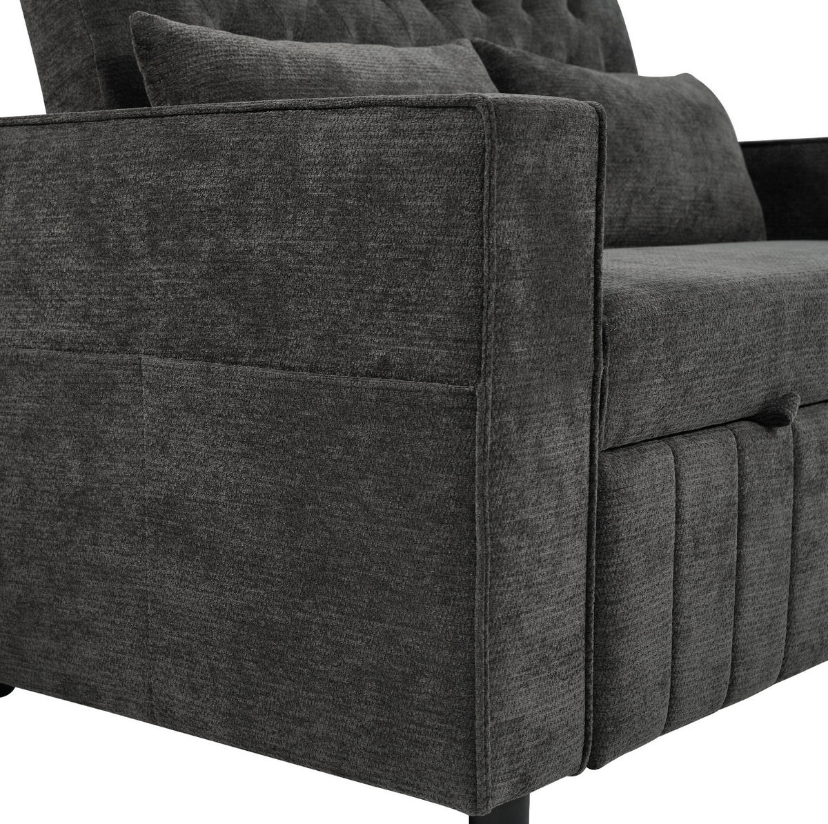TROSJED na razvlačenje od chenillea, 140/137/84 cm siv, s USB priključkom i držačem za piće - siva, tekstil (140/84/137cm) - BEAOK