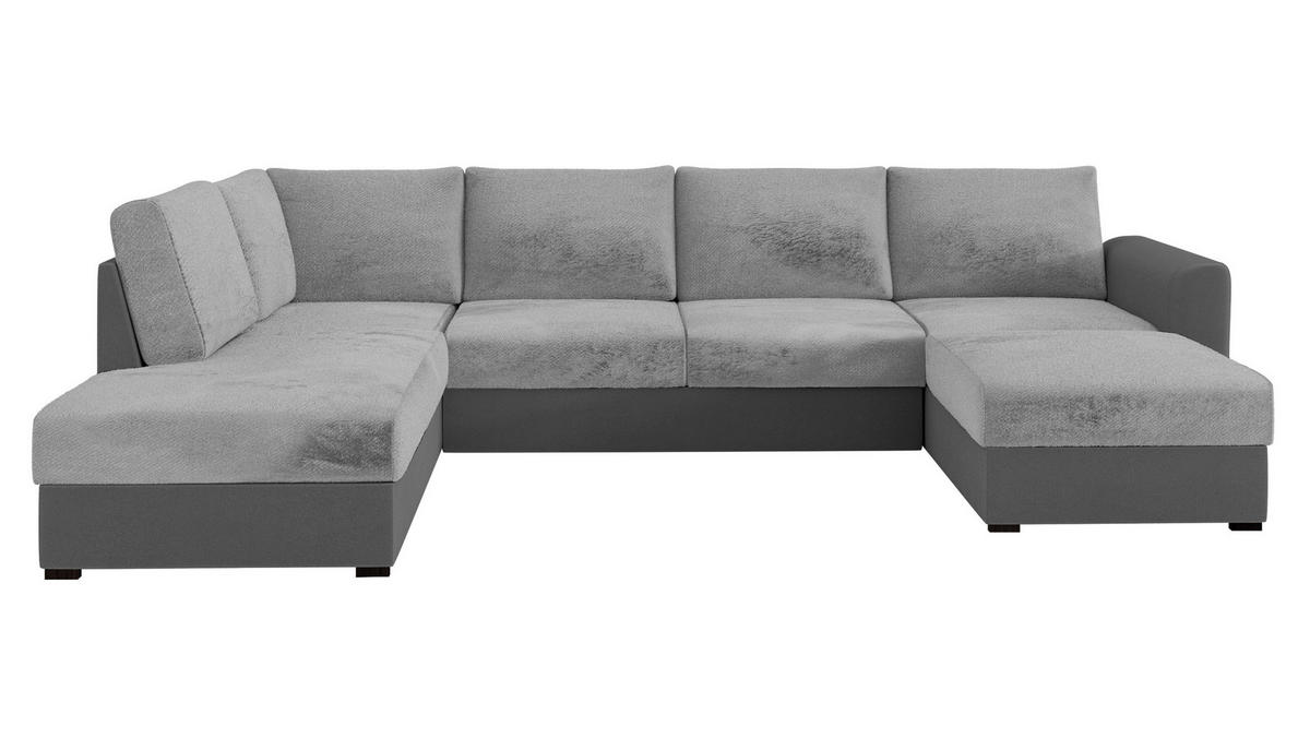WOHNLANDSCHAFT Wilma Premium, Seite: Links - Hellgrau/Schwarz, Holz/Textil (305/85/188cm) - MIRJAN24