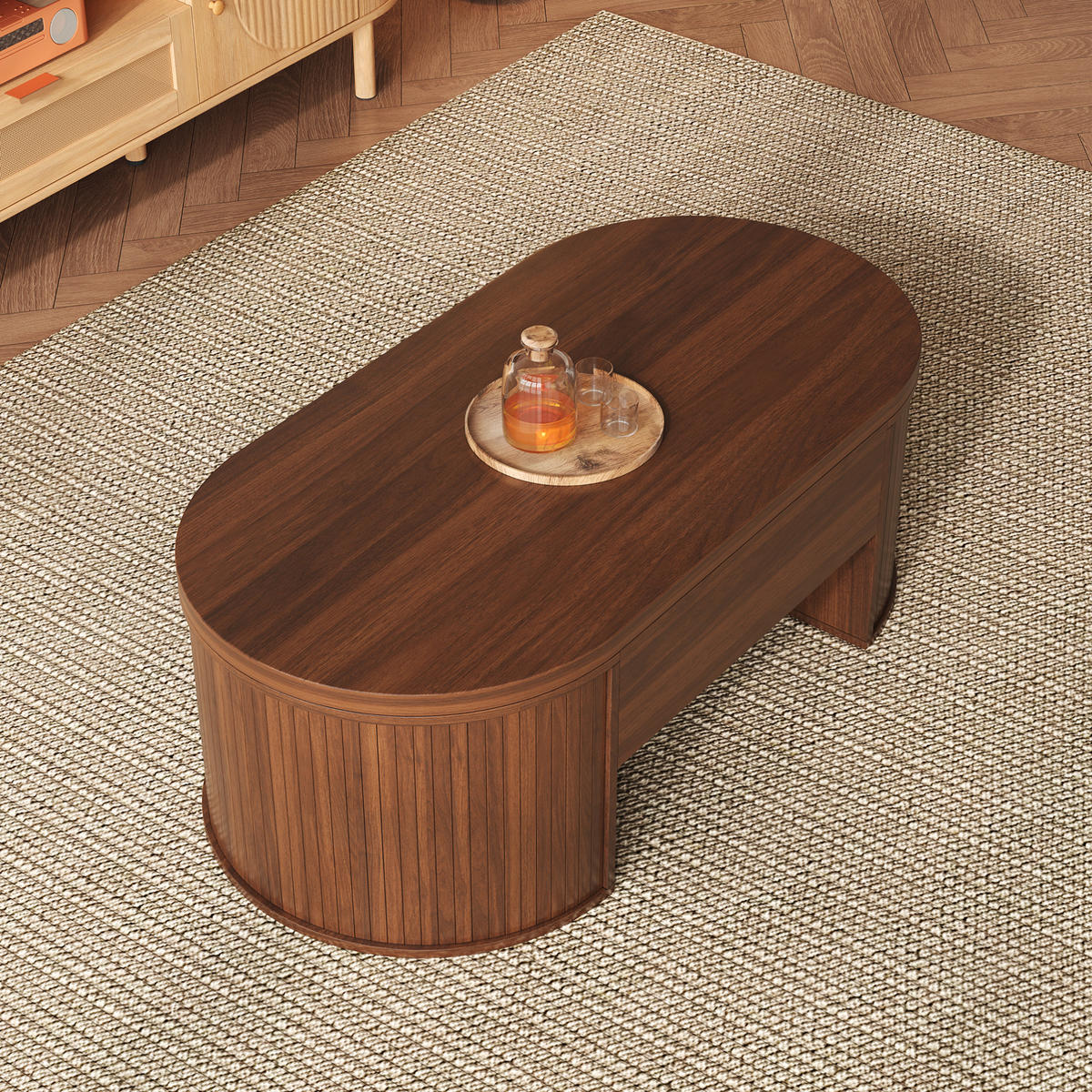 COUCHTISCH 110/55,5/40 cm höhenverstellbar mit ausziehbarer Ablage aus MDF, Nussbaum - Dunkelbraun, Holzwerkstoff (110/55.5/40cm) - Modfu
