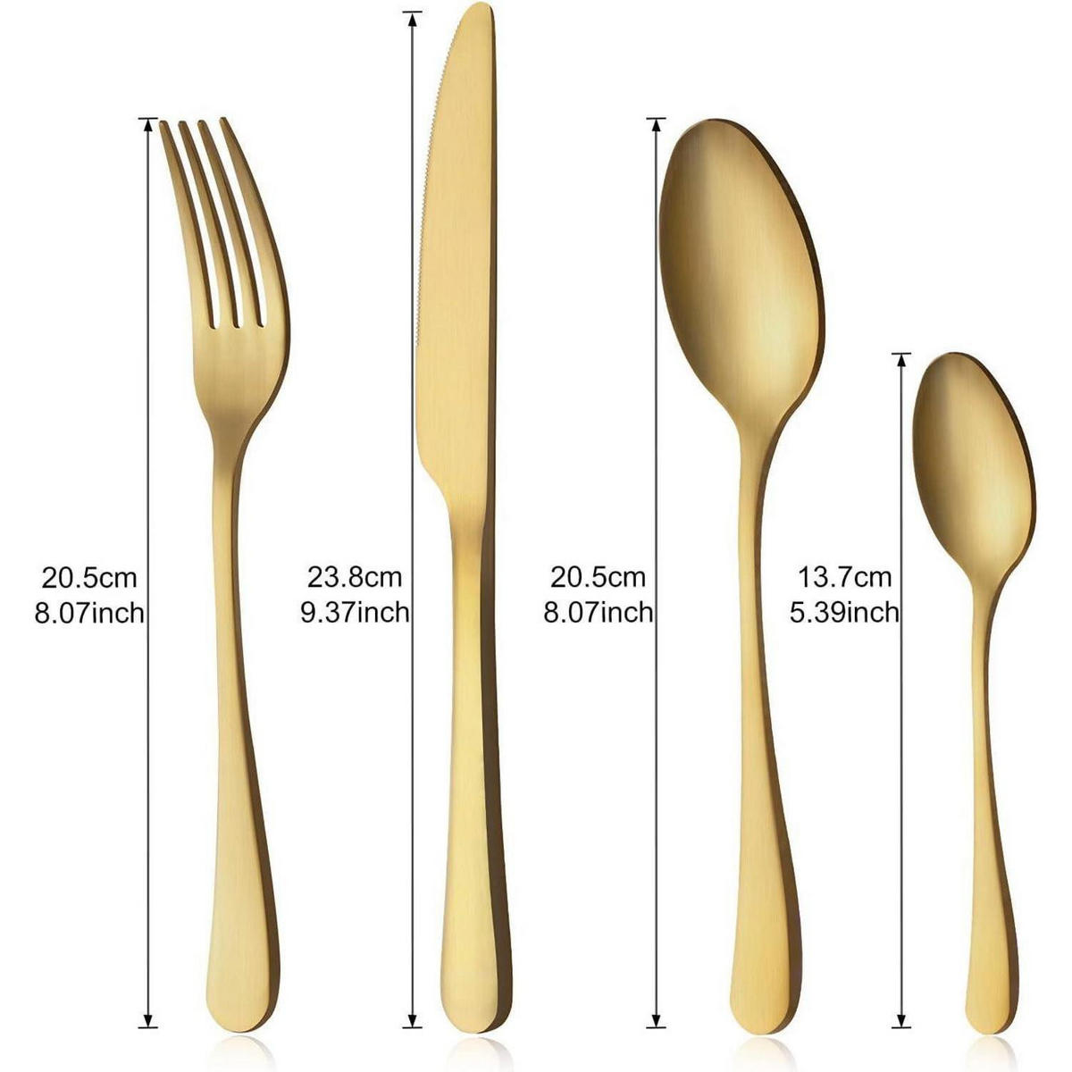 BESTECKSET 24-teiliges Set Matt Gold für 6 Personen Edelstahl spülmaschinenfest - Goldfarben, Metall