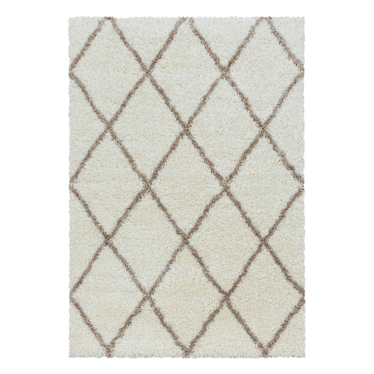 TEPPICH Hochflor Shaggy Geometrisch Polypropylen Wohnzimmer Creme Rechteckig 140x200 - Creme, Textil (140/200cm) - KADIMA DESIGN