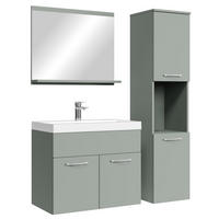 BADMÖBEL-SET Montreal 4 Teile Grau Matt - 60 x 35 x 51 cm - Grün, Holz (60/51/35cm) - Badplaats