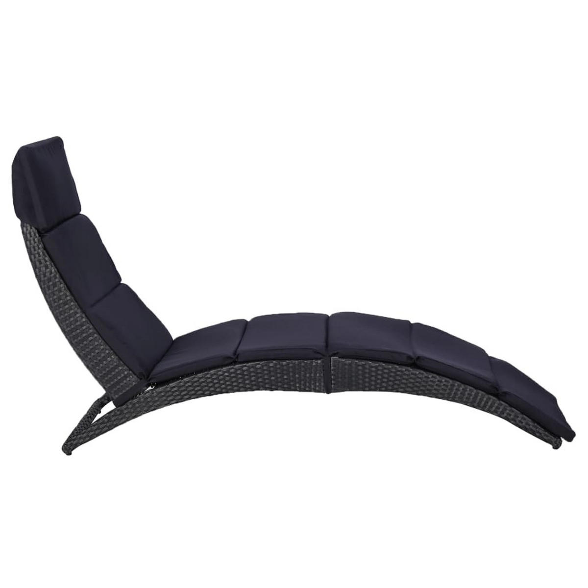 SONNENLIEGE mit Auflage Poly Rattan Schwarz - Grau, Textil (64/86/162cm) - furnicato