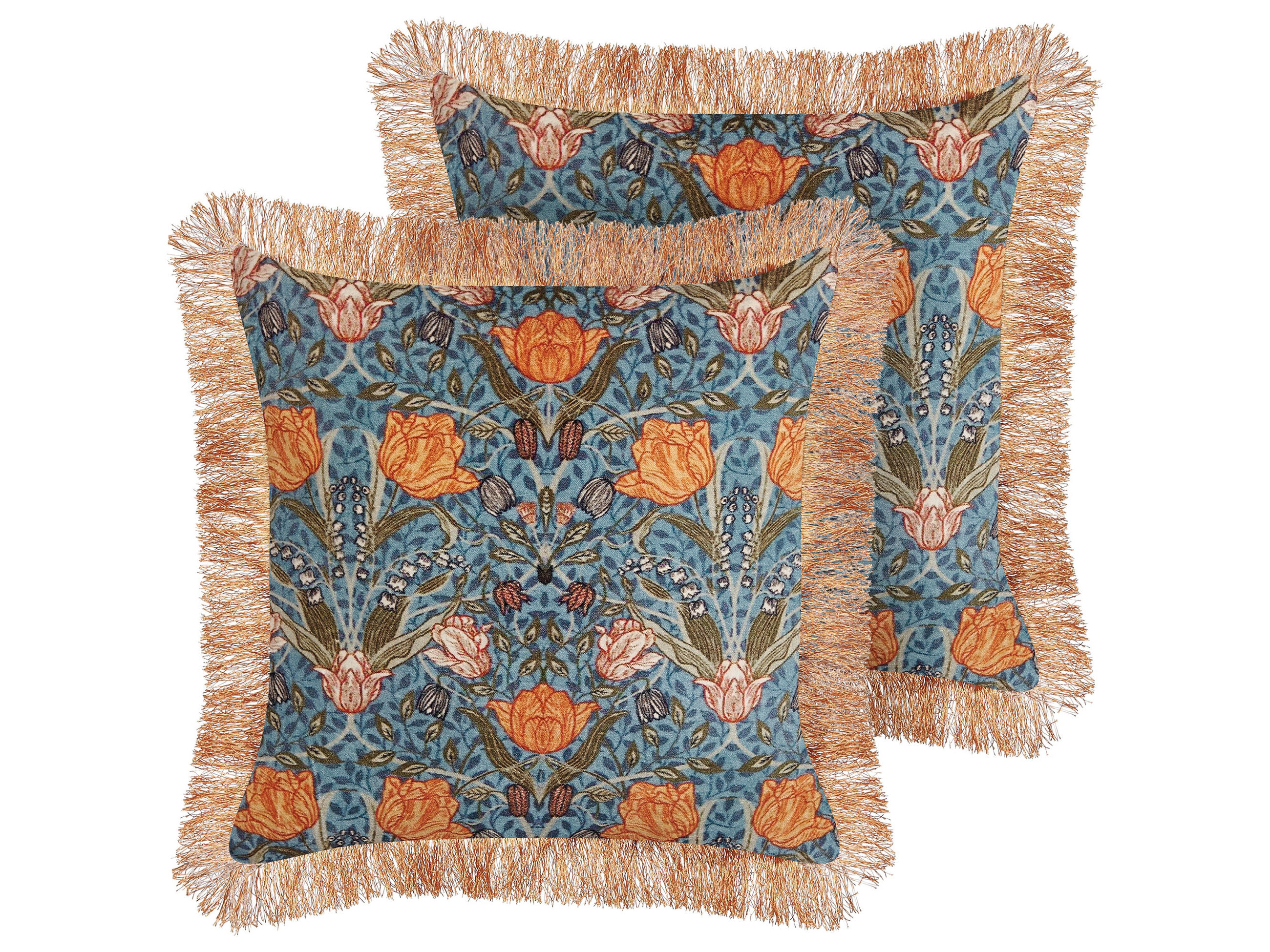 DEKOKISSEN 2er-Set Blau 45/45 cm Mitella - Blau, Textil (45/45cm) - Beliani
