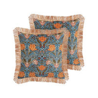 DEKOKISSEN 2er-Set Blau 45/45 cm Mitella - Blau, Textil (45/45cm) - Beliani
