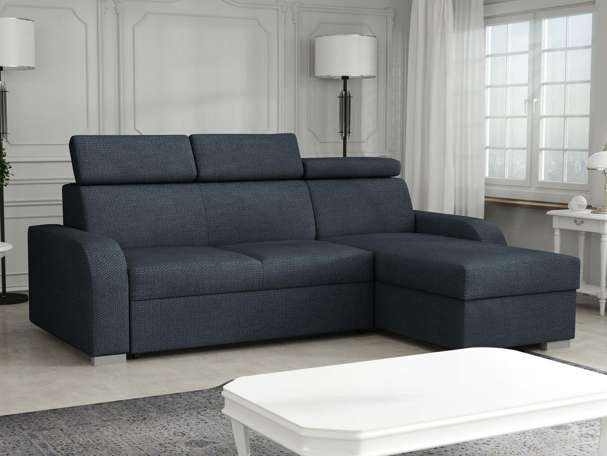 ECKSOFA Oslo 2rLC - Silberfarben/Blaugrau, Holz/Textil (235/170cm) - MIRJAN24