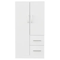 KLEIDERSCHRANK 70/40/135 cm mit 2 Drehtüren und 2 Schubladen in Weiß - Weiß, Holz (70/135/40cm) - BEAOK
