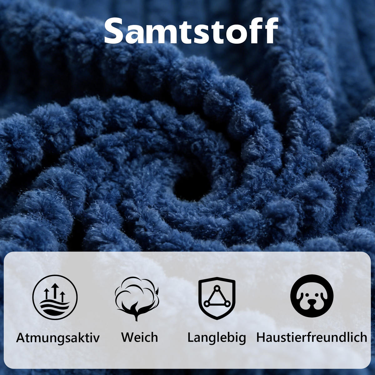 SESSEL Samt Blau mit Lendenkissen und Ablage - Blau, Holzwerkstoff/Textil (93/73/66cm) - WISHDOR
